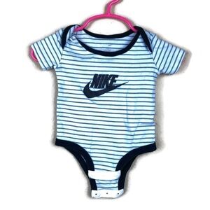 Nike Baby One Piece, White Blue Striped 0/3 Months